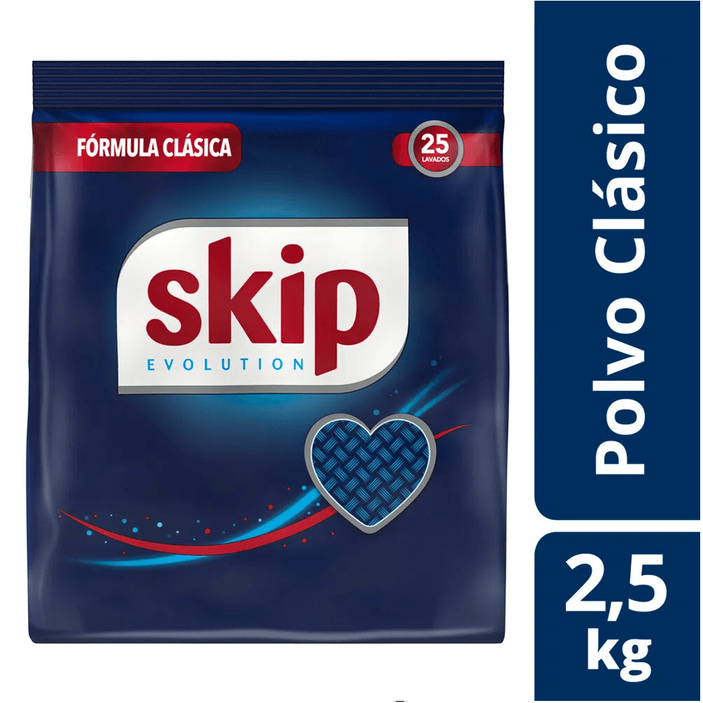 Jabón en Polvo Skip Fórmula Clásica Baja Espuma 2,5 Kg alberdisa