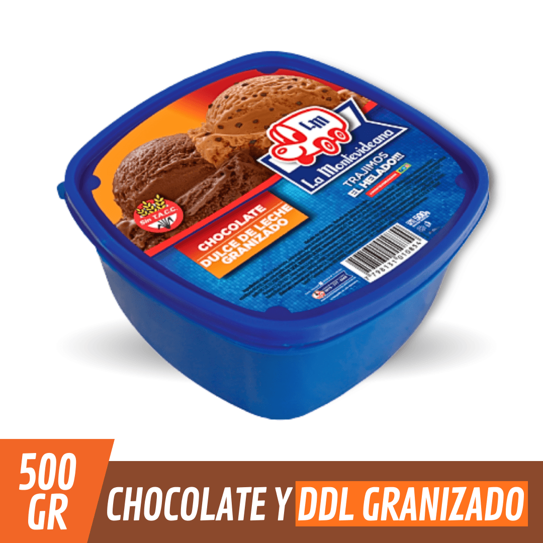 Helado La Montevideana Chocolate-DDL-Granizado Pote 500gr