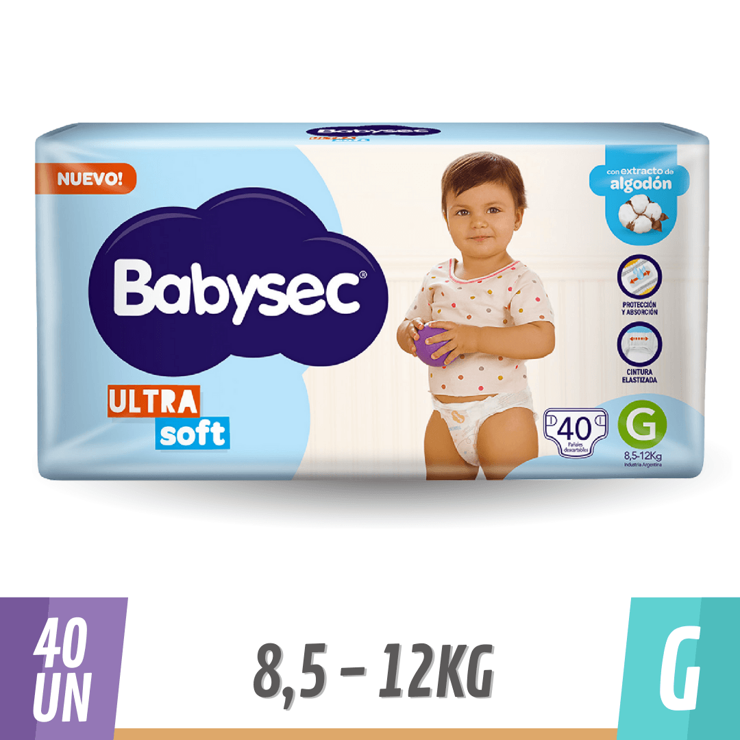 Pañal Babysec Ultra Soft Hiper G 40 un