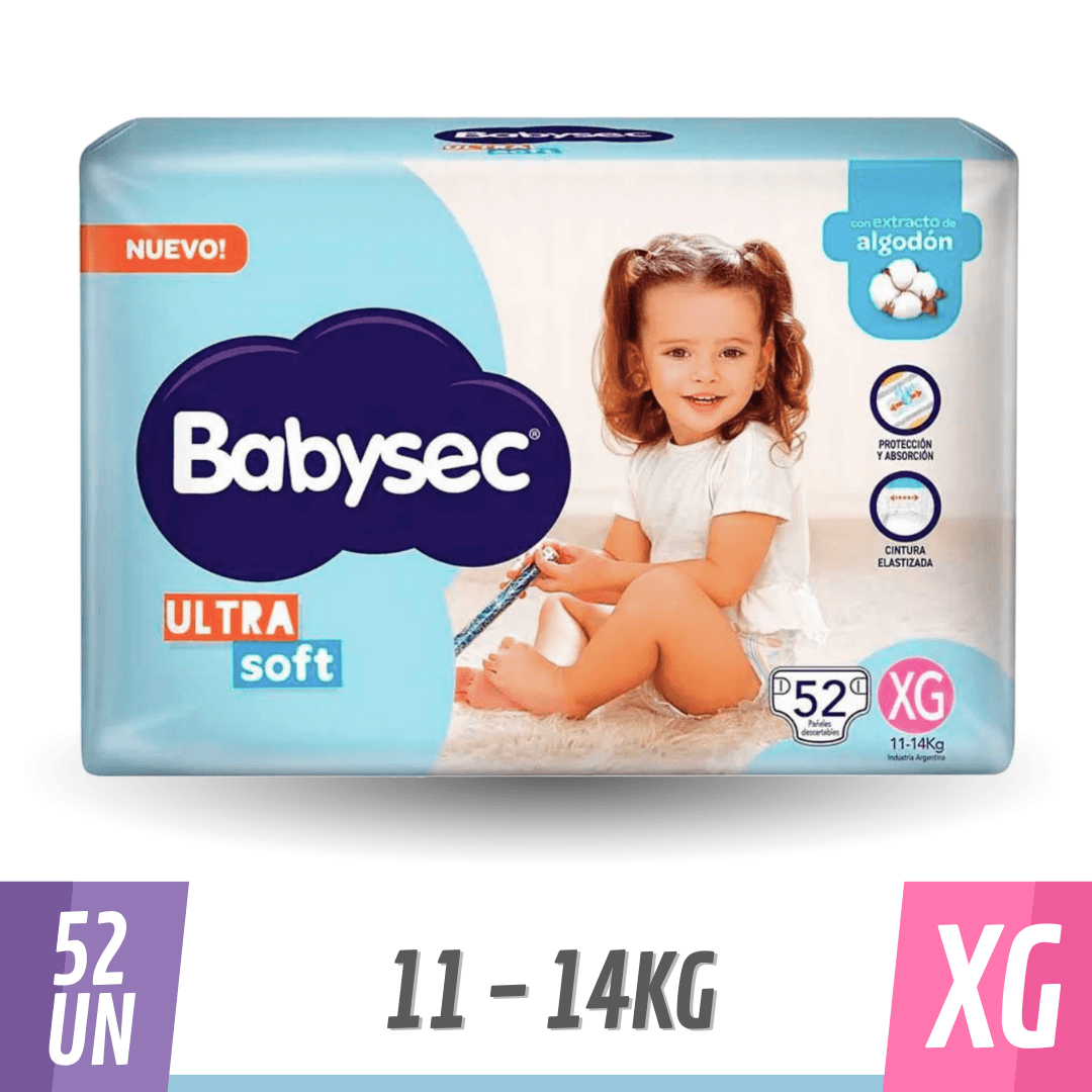 Pañal Babysec Ultra Soft Jumbo XG 52 un