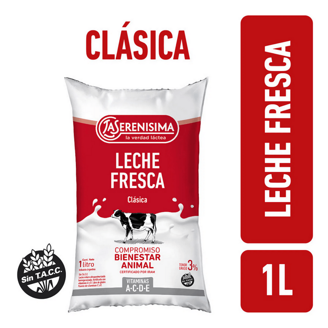 Leche La Serenisima Entera Multidefensa 3% Sachet 1Lt