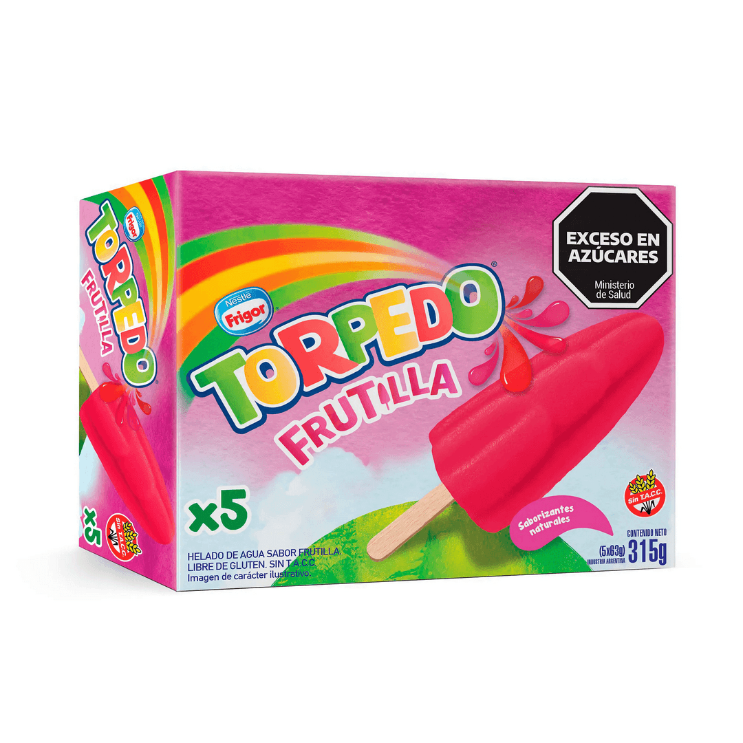 Palito Helado Torpedo Frutilla de Agua 315Gr