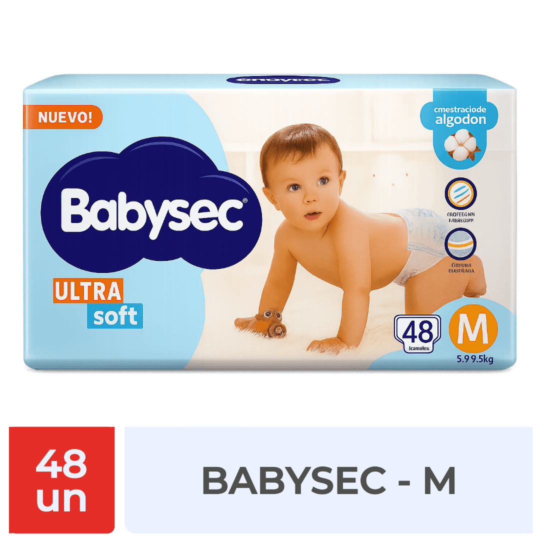 Pañal Babysec Ultra Soft Hiper M 48 un