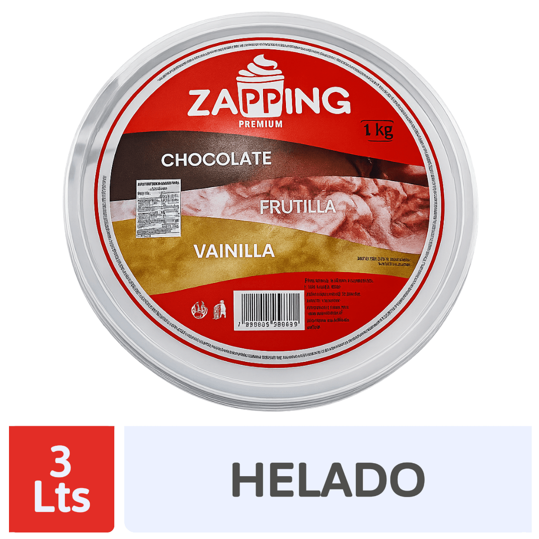 Helado Zapping Chocolate-Vainilla-Frutilla 3Lt