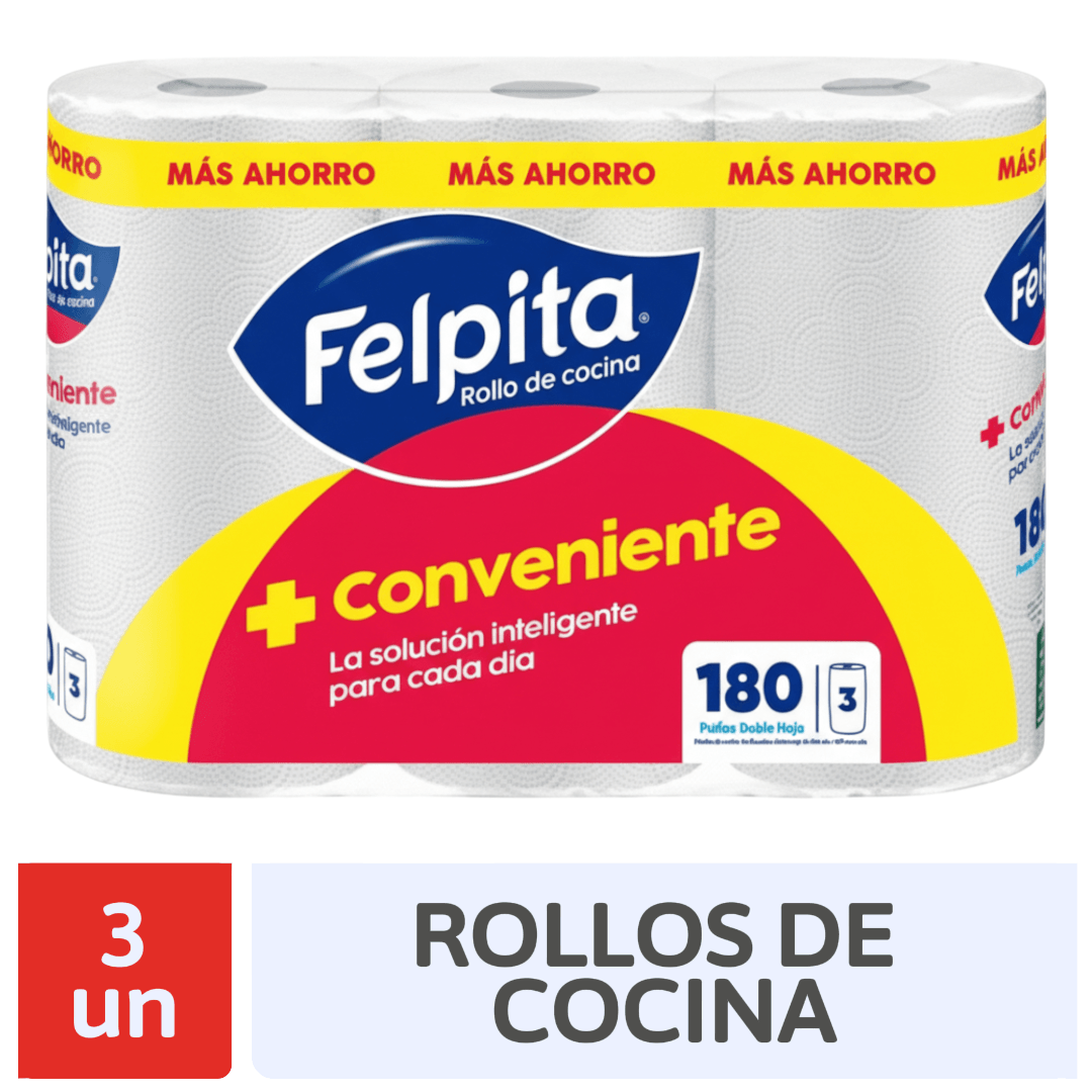 Rollo De Cocina Felpita Blanco 3un x 60Paños