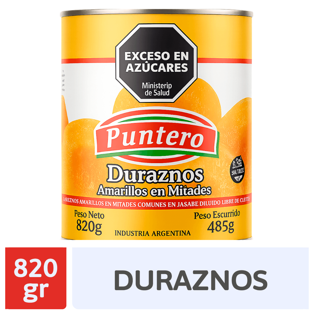 Durazno Puntero Amarillos Mitades 820Gr