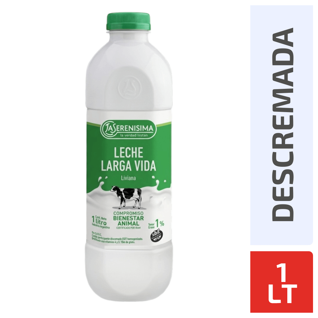 Leche La Serenísima UAT Parcialmente Descremada 1% Liviana Pet 1L