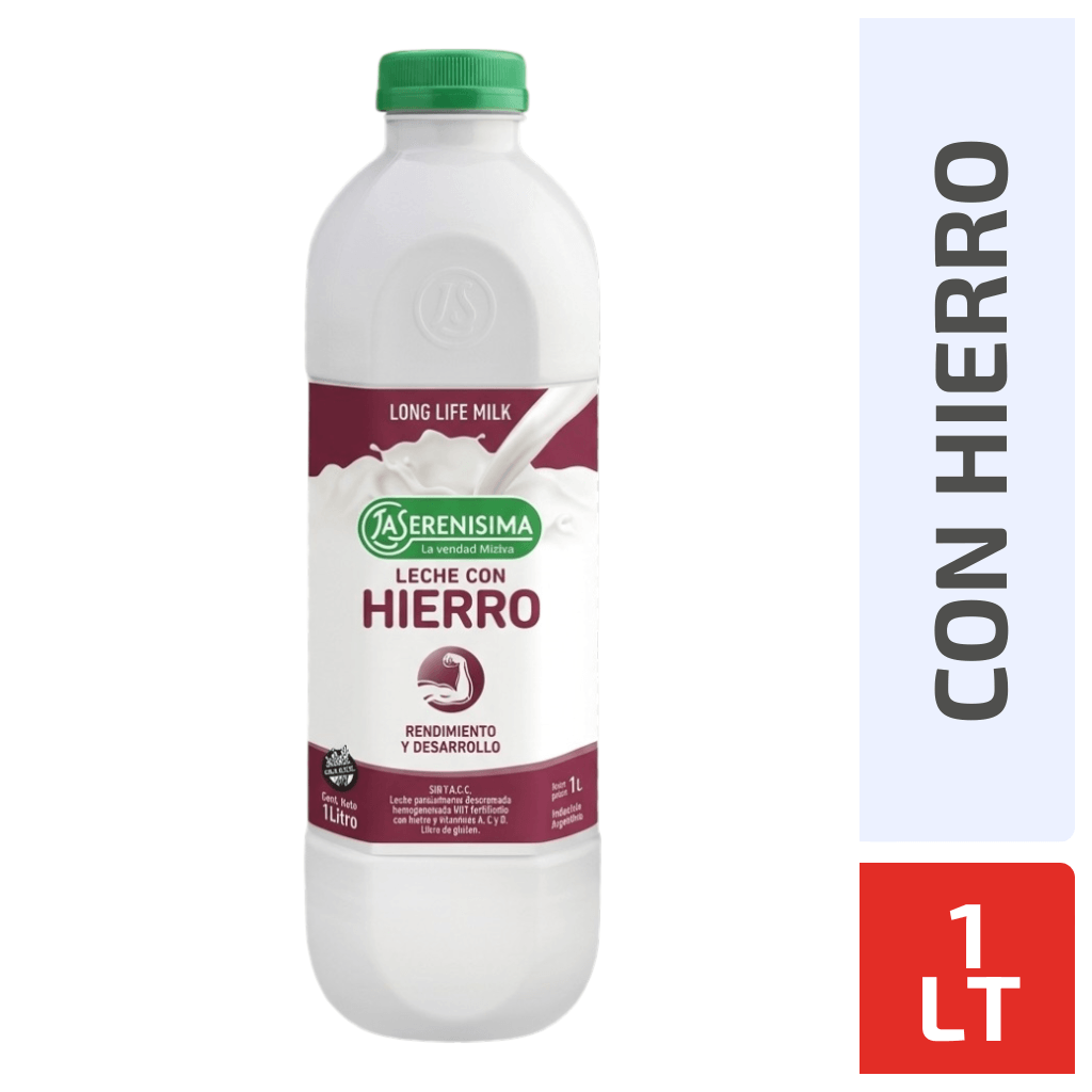Leche La Serenísima Parcialmente Descremada con Hierro Larga Vida Pet 1L